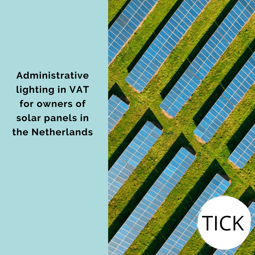 Administrative lighting in VAT for owners of solar panels in the Netherlands