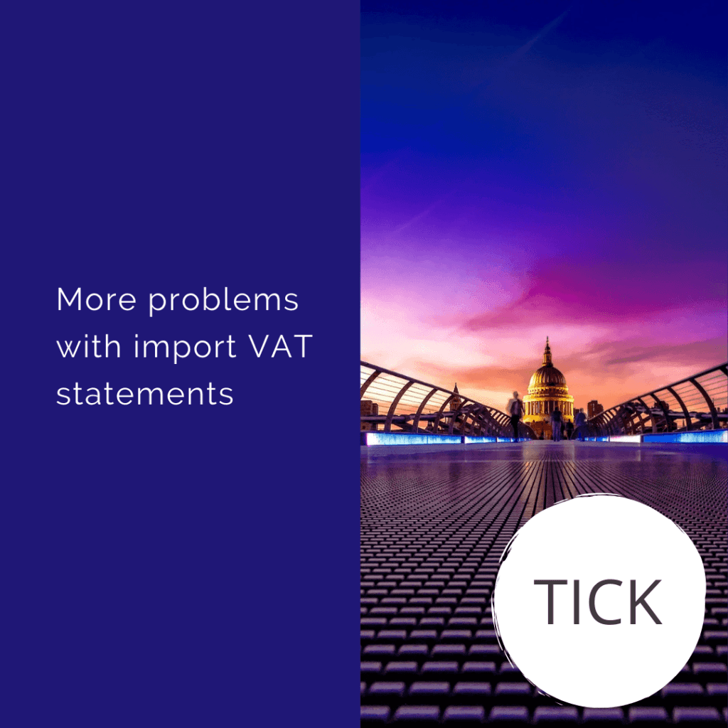 More problems with import VAT statements