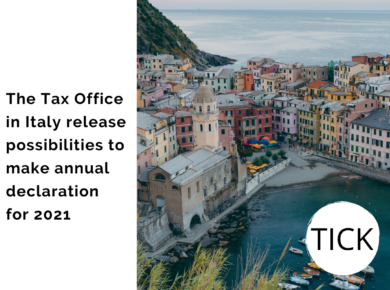 Tick.The Tax Office in Italy release possibilities to make annual declaration for 2021